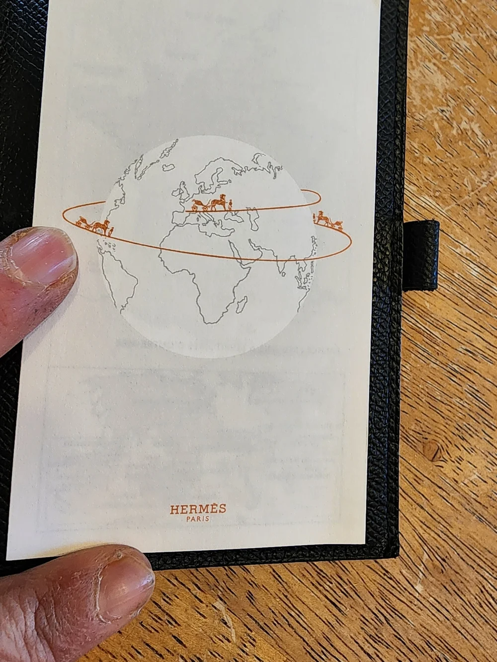 black leather Hermès agenda cover With COA